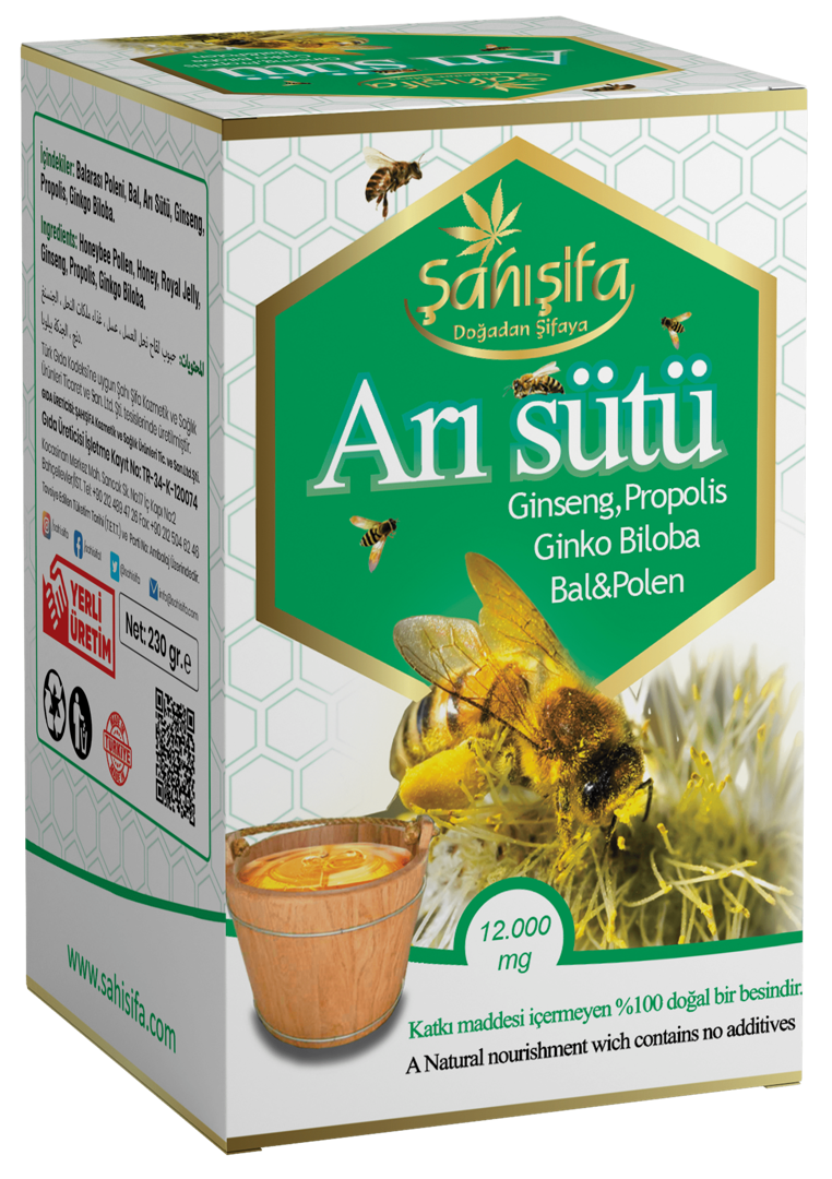 ARI SÜTÜ (GİNSENG-PROPOLİS-GİNGO-POLEN-BAL ) 230 GR. ( 20.000 MG.) resmi